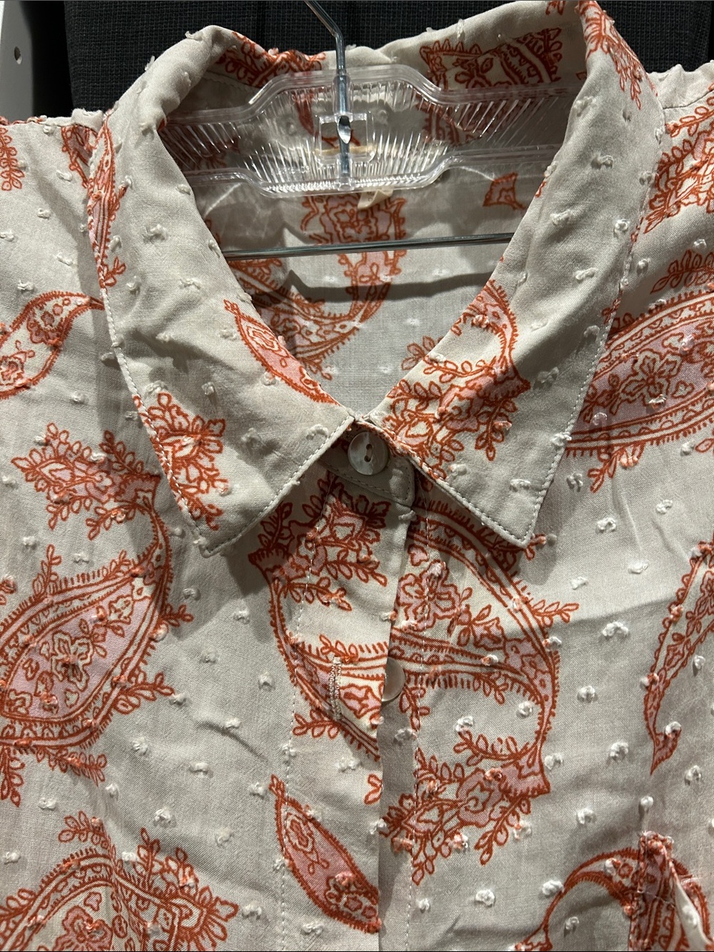 Mystree top/vest/tunic. Paisley and Swiss dot. Size medium.